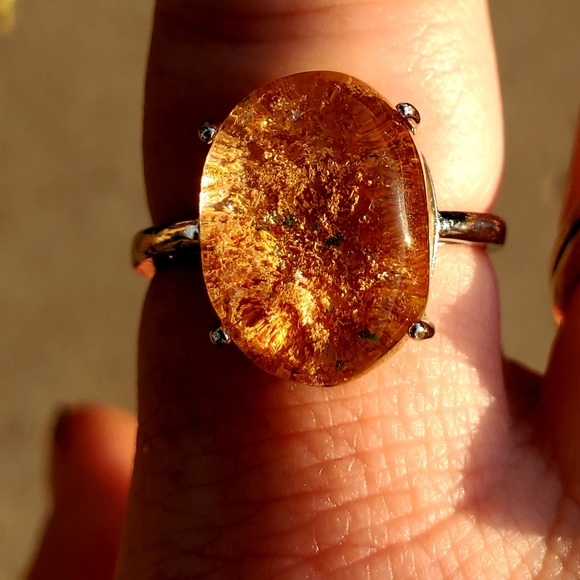 New Phantom Quartz Lodolite Adjustable Silver Ring. - Picture 4 of 13